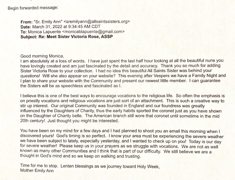 Letter from Reverend Mother Emily