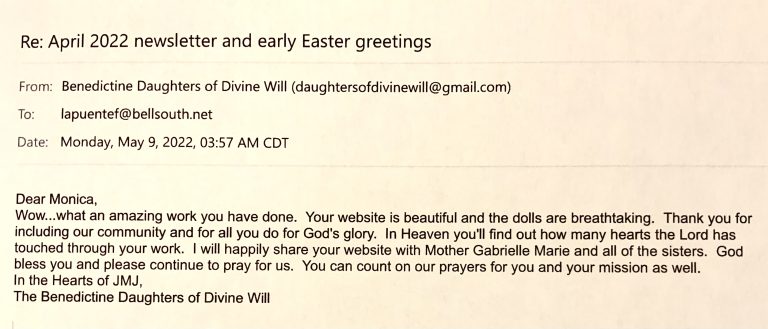 Email from Benedictive Daughters of Divine Will
